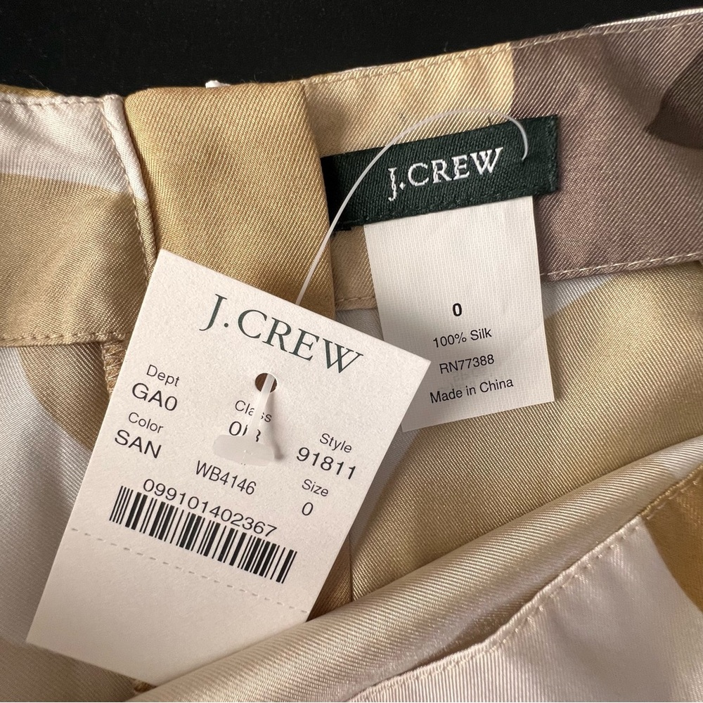 NWT J. Crew Brown and Tan Abstract Blouse, 100% Silk - Picture 4 of 6